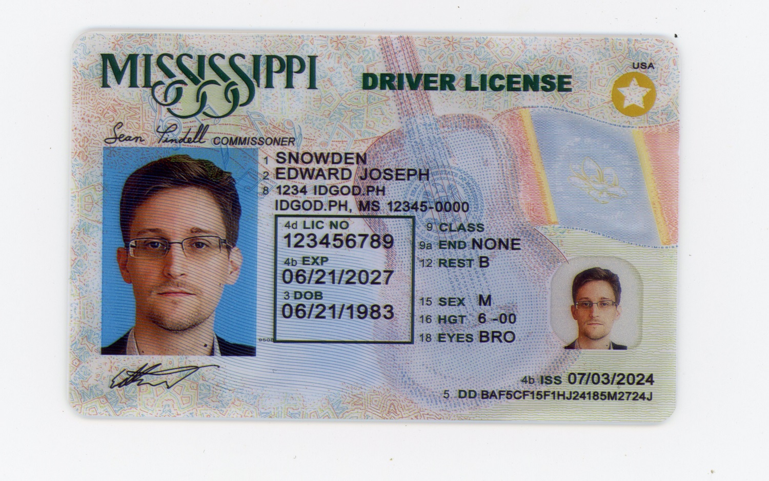 High-Quality Fake Mississippi ID Identical DPS Polycarbonate with Security Features